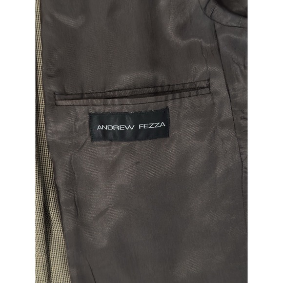 Andrew Fezza Mens Blazer Sport Coat Two Button Jacket 44R Silk/Wool Brown suit - Picture 8 of 9